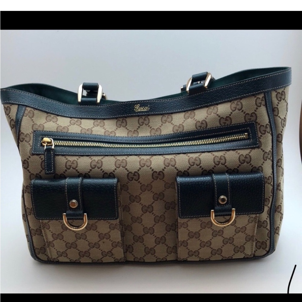 Gucci Beige and Black Monogram Tote